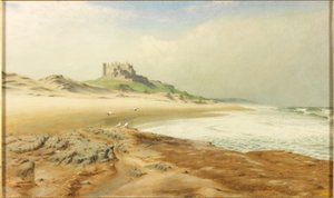 Bamburgh Castle (blyant og akvarell på papir (på kort))